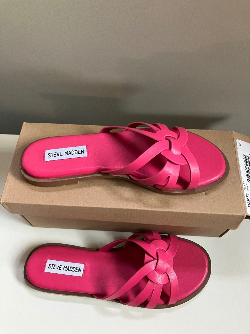 Steve Madden Hot Pink Knot Slide Sandals